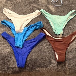 4 SHEIN Bikini Bottom Set - white, Blue, teal, Brown & 1 Victoria secret bottom